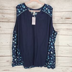 Catherines Sleep Wear Women's New with Tag Blue Floral Tank Top Size 5X